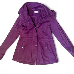 LOFT cotton purple hooded utility field jacket